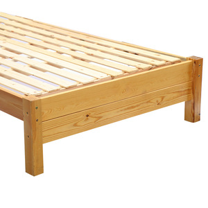 Lit plateforme en bois massif de pin, taille simple 1,2 m, couleur naturelle, structure assemblable pour chambre à coucher, dortoir, location - Product Image 3
