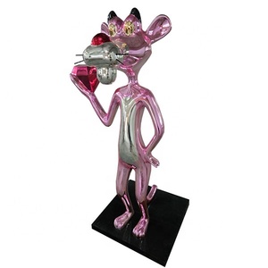 Su misura popolare vendita calda 1.6 metri in fibra di vetro rosa pantera scultura & statua per la piscina coperta/Hotel decorazione - Product Image 3