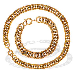 Unisex Zinc Alloy Chain <b>Bracelets</b> And Necklaces <b>Set</b> Gold Silver Tone Hip Hop Style Fashion Jewelry For Men Women - Product Image 5