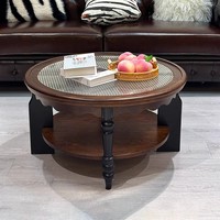 Table basse ronde en bois massif de style vintage français, table d'appoint pour salon, table de balcon, table basse pour petits appartements