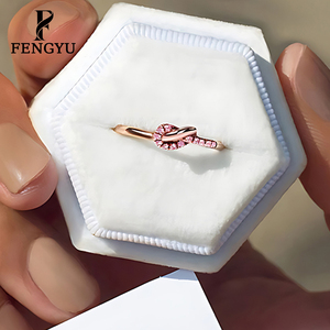 Anillo <span class=keywords><strong>de</strong></span> Nudo <span class=keywords><strong>de</strong></span> Circonita Rosa Oro Rosa Fino para Mujer, <span class=keywords><strong>Plata</strong></span> <span class=keywords><strong>de</strong></span> Ley 925, Anillos Sencillos, Joyería <span class=keywords><strong>de</strong></span> Moda <span class=keywords><strong>de</strong></span> Diseñador Personalizado al por Mayor - Product Image 5