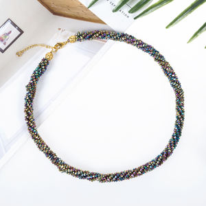 Brown Color 18-Inch Twisted Chain Glass <b>Crystal</b> Necklace - Product Image 2