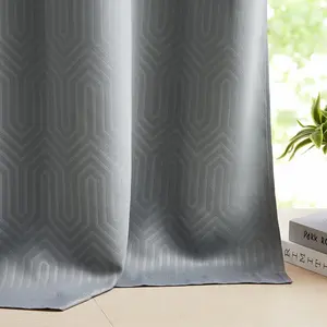 Rideaux occultants gris gaufré Bindi rideau imprimé en relief à motifs géométriques anti-bruit pour le salon