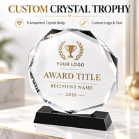 Plaque de récompense en cristal transparent personnalisée, coupe multi-facettes, trophée de reconnaissance d'entreprise