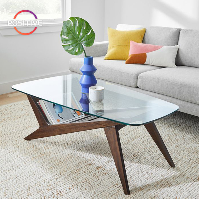 Creative New Rectangular Solid Wood Center Table Minimalist GlassTop Coffee Table Living Room Unique Design Storage End Table