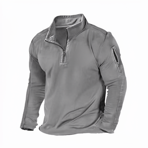 Men's <b>Quarter</b> <b>Zip</b> Pullover Solid Color Stand Collar Long Sleeve Quick Dry Knitted Sweatshirt Autumn Regular Fit - Product Image 1