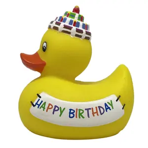 Cadeau promotionnel jouet personnalisé Animal lesté flottant course assortie imprimé canard en vrac grinçant joyeux anniversaire canard en caoutchouc
