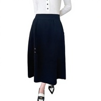 Jupe en laine tricotée évasée pour femme, taille naturelle, longueur cheville, antistatique, décontractée et chaude, collection Automne Hiver 2026, idéale pour le bureau