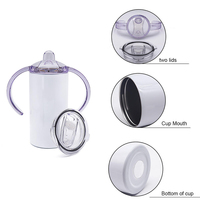 Gobelet isotherme droit en acier inoxydable à double paroi de 12 oz, blanc, pour enfants, avec bec verseur, personnalisable par sublimation