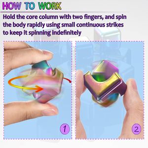 Explosions <b>Cube</b> Gyro Metal EDC Fingertip Gyro Square Decompression Handlebar Small <b>Toy</b> - Product Image 5