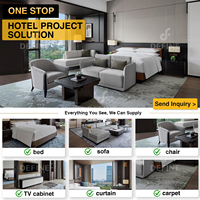 Solution clé en main pour l'ameublement d'hôtels : Ensemble de mobilier de chambre d'hôtel moderne et luxueux, approvisionnement pour l'hôtellerie, support OEM ODM, mobilier d'hôtel sur mesure