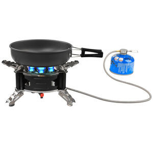 Réchaud à gaz portable Seven Star pour l'extérieur, brûleur de camping coupe-vent pour 1-2 personnes avec allumage, couleur argent - Product Image 3