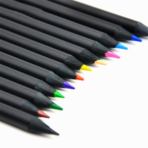 Ensemble de 12 pièces pour enfants avec logo personnalisé vente en gros lot de crayons de couleur noirs crayons de couleur à colorier en bois - Product Image 5