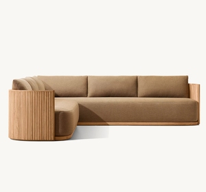 Juego de sofás de jardín <span class=keywords><strong>BYRON</strong></span> Premium Teak, muebles de exterior de lujo, sofá seccional en L grande de madera de teca para Patio y jardín - Product Image 1