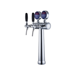 Columna de Cerveza Cromada en Forma de T con 2 Grifos FUYONG, Dispensador de Cerveza de Acero Inoxidable Tipo <span class=keywords><strong>Cobra</strong></span> para Bebidas - Product Image 1