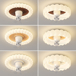 Ceiling Fan Light With Led Lamp Vintage Cream Style For Bedroom And Living Room Quiet Smart Fan Integrated Light - Product Image 1