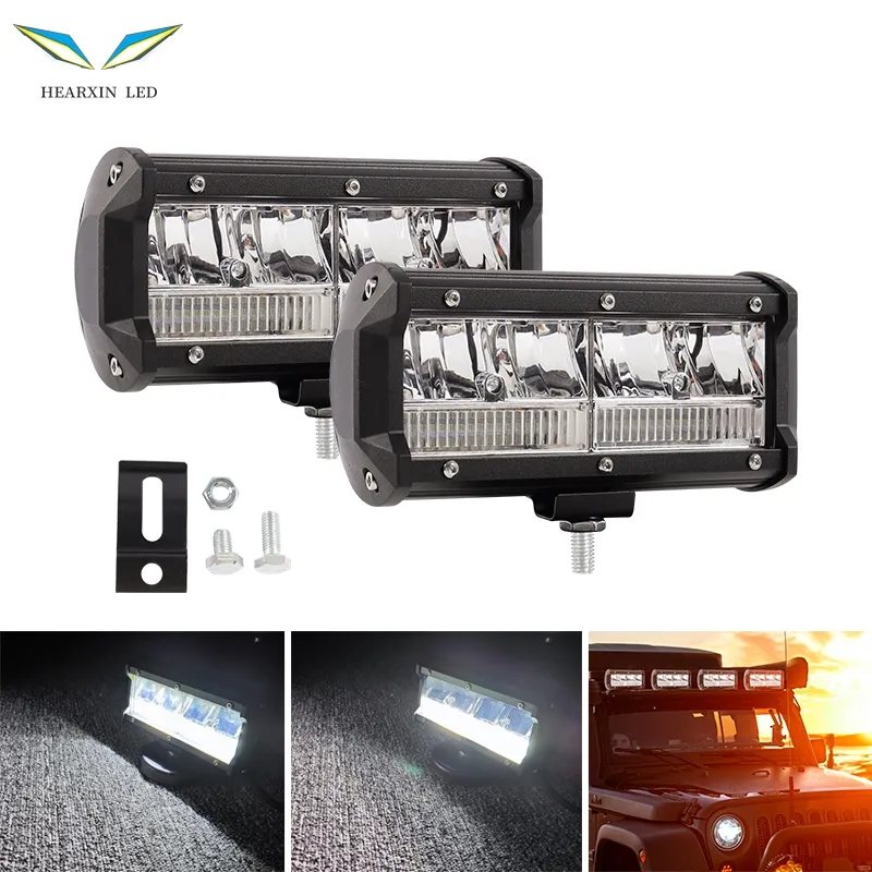 Barra de luz LED super brilhante para trabalho, lâmpada de 7 polegadas com feixe alto e baixo, cor branca, para condução offroad, para veículos automotivos, 96 W