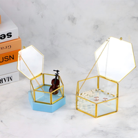 Dôme de présentation hexagonal de luxe en verre pour accessoires de mariage, boîte à bijoux et souvenirs pour bijoux de mariée