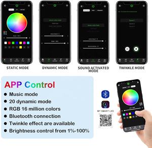 กล่องไฟใยแก้วนำแสง RGBW แบบสองหัว 20W ควบคุมผ่านแอพ พร้อมเอฟเฟกต์แสงระยิบระยับ ควบคุมด้วยเสียงเพลง รีโมทสำหรับชุดไฟตกแต่งเพดานรถยนต์ - Product Image 4
