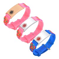 Gelang anak silikon dapat diatur dengan tag nama emas