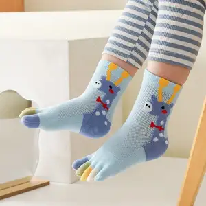 Wholesale Summer Animal Cartoon Thin Mesh Socks Girl Boy Children Cute Funny 5 Toes Cotton Socks For Kids