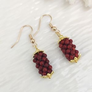 Meilleure qualité plaqué or naturel mer bambou rouge corail boucles d'oreilles italien fait à la main perles de corail boucles d'oreilles pour les femmes à la mode - Product Image 4