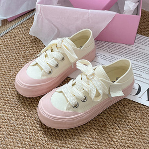 Nuevo estilo, diseño moderno y exclusivo, zapatillas blancas de lona con punta redonda, cómodas y suaves, de un solo tacón, para personas que buscan la comodidad. - Product Image 4