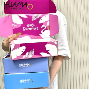 Custom Summer Themed Flamingo Print Corrugated Mailer <b>Boxes</b> Colorful Aircraft <b>Boxes</b> for Cosmetics & E-commerce Business - Product Image 1