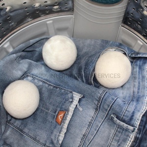 Boules de séchage en laine faites à la main de taille XL-adoucisseur de tissu naturel blanc pour plus de 1000 charges-boules de peluches en feutre biologique sans danger pour bébé - Product Image 4