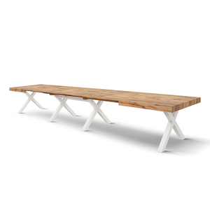 Roberta Extendable <b>Dining</b> <b>Table</b> 180 To 480 Cm <b>Rustic</b> Oak White X Shaped Legs Indoor Use - Product Image 1