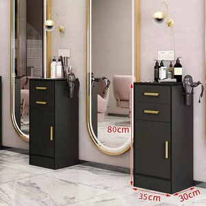 Mueble de Peluquería de Diseño Moderno, Gabinete de Almacenamiento con Ruedas de Madera para Barbería - Product Image 1