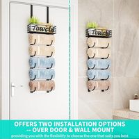 Porte-serviettes mural 5 niveaux en fer thermolaqué pour salle de bain et rangement de placard, étagère métallique avec panier