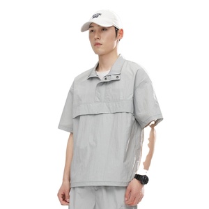 2024 été nouvelle tendance rétro vêtements de sport décontractés hommes femmes surdimensionné T-Shirt à manches courtes tissu tissé conception vierge - Product Image 1