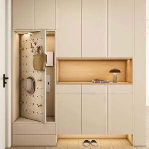 Armoires en bois massif de taille personnalisée pour chaussures, design moderne durable, meubles de salon pour villa et hôtel - Product Image 1