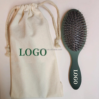 Brosse à Cheveux Compacte Mini pour Extensions et Démêlage, avec Sac en Satin, Emballage en Vrac, Brosse à Poils de Sanglier