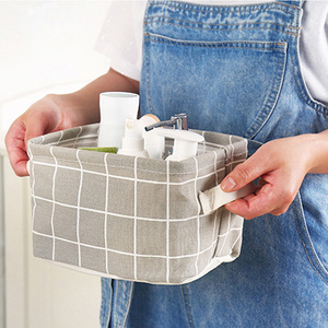 مربع منضدية القطن و الكتان الحطام سلة التخزين تجميل ضد الماء تخزين قابلة للطي سلة تنظيمية للأدوات شبكة الطباعة - Product Image 4