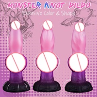 Dildo en silicone épais, de forme spéciale, motif monstre animalien, chien extraterrestre fantastique, noué, avec ventouse, grand plug anal, doux pour le point G, pour hommes