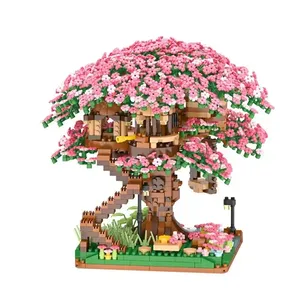 Hot Sale Mini Sakura Building Blocks Toys Cherry Blossom Tree House DIY Assemble Toy Home Decoration Flower Brick Set