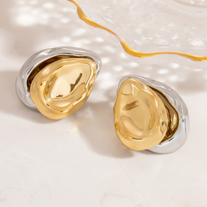 ต่างหูรูปหยดน้ำสองชั้นสีทองสีเงินดีไซน์เรขาคณิตสำหรับผู้หญิงเครื่องประดับแฟชั่นงานปาร์ตี้ - Product Image 3