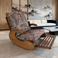 Ensemble de fauteuils à bascule modernes en bois massif, fauteuil inclinable ergonomique rembourré en rotin avec ottoman pour véranda et salle de lecture aux États-Unis