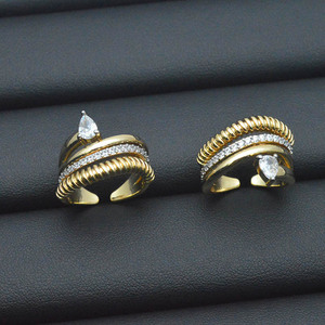 Vintage-Design <span class=keywords><strong>Gold</strong></span>/Silber Beschichtete Mehrschichtige Schlangenringe für Damen und Herren Glänzende CZ-Besetzte Punk Hip-Hop Offene Verstellbare Tier-Ringe - Product Image 4