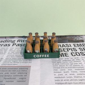 <span class=keywords><strong>1</strong></span>:12 Scale บ้านตุ๊กตาขนาดเล็กกาแฟเครื่องดื่มถ้วยกาแฟและขวดกาแฟและถาด (<span class=keywords><strong>1</strong></span>ชุด = ถาด + 12ขวดมินิ) - Product Image 2