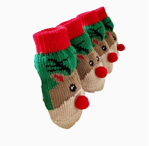 Chaussettes pour animaux de compagnie à thème de Noël : antidérapantes et résistantes aux taches – Chaussettes pour chiens et protège-pattes pour chats – Articles pour animaux de compagnie pour les activités hivernales en plein air - Product Image 2
