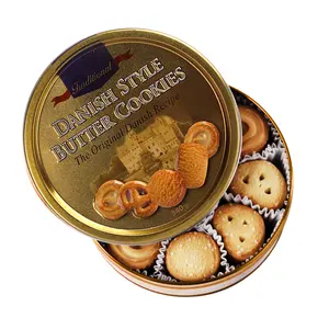 Golden tin packing real butter sweet cookies biscuit