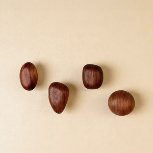 Crochets muraux en bois de noyer noir en forme de <span class=keywords><strong>galet</strong></span> pour suspendre des chapeaux, crochets multi-usages pour mur et derrière la porte - Product Image 3