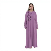 Robe Abaya Modeste Islamique pour Femmes, Luxe, Appliques Florales 3D Faites à la Main, Été Automne, avec Ornements Subtils sur la Poitrine et les Manches