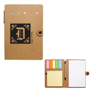 Cuaderno Promocional de Papel Kraft con Espiral, Bloc de Notas Autoadhesivas, Bloc de Notas de Papel Kraft, Bolígrafo, Artículos de Papelería de Escritorio, Serigrafía - Product Image 1