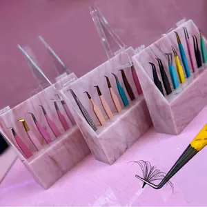 Private Label Custom Lash Extension Fiber Tip Strong Hold Slim Thin Straight Volume 90 Degree Tweezers For Eyelash Extension