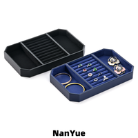 Plateau de présentation de bijoux octogonal en PU pour vente en gros, plateau de rangement pour bracelets, broches et bagues, plateau de présentation de bijoux personnalisé avec logo pour comptoir de vente au détail et vitrine