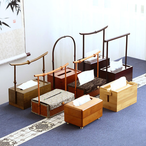 Bamboo Tissue <b>Box</b> Portable Tea Room Minimalist Zen Style Living Room Pull Out Tissues - Product Image 1